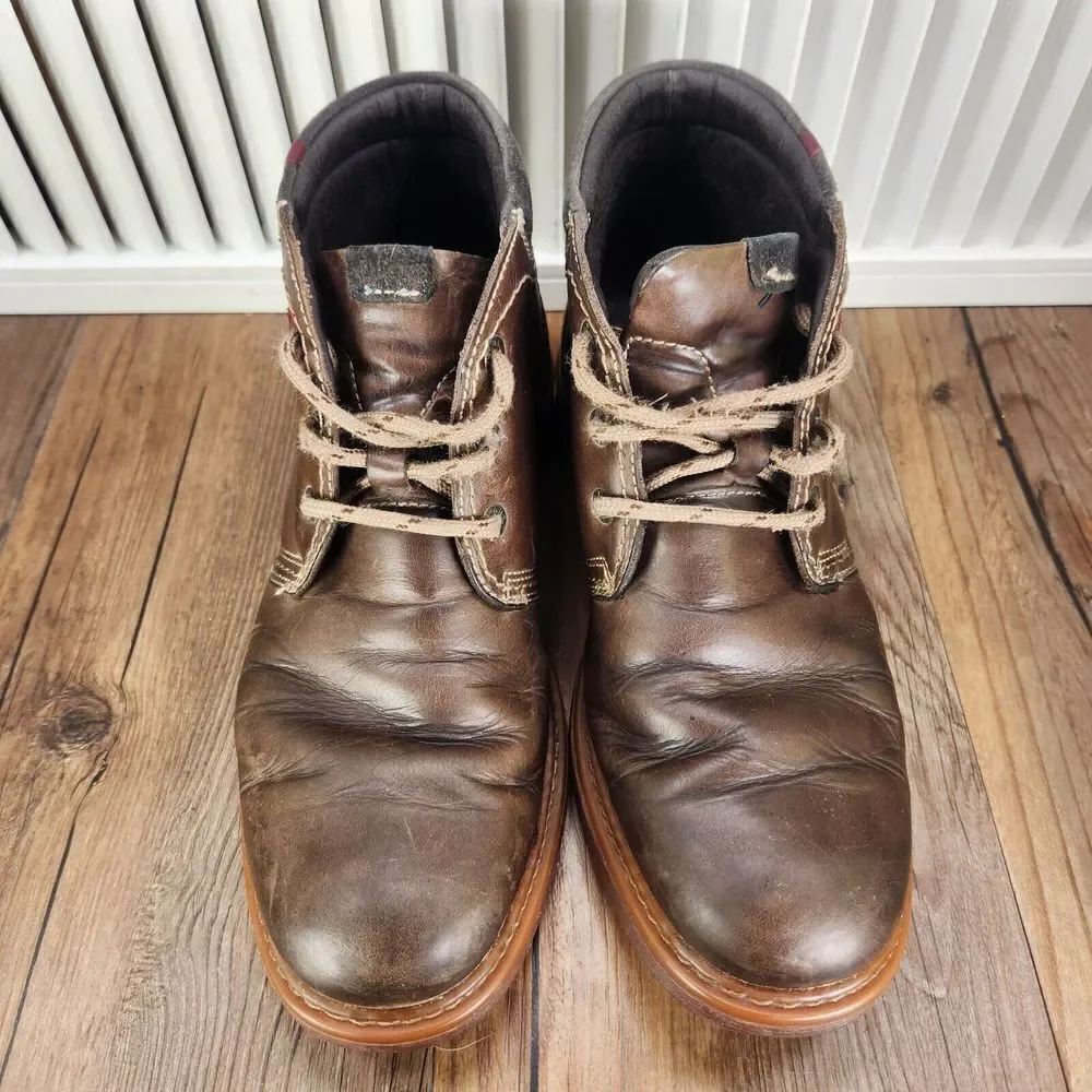 Fluchos Ankle Chukka Boots Men Sz 8 EU 41 Brown Distressed Leather Hipster Spain
